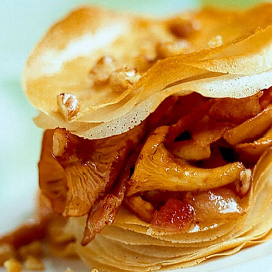 Crujiente de rebozuelos con nueces