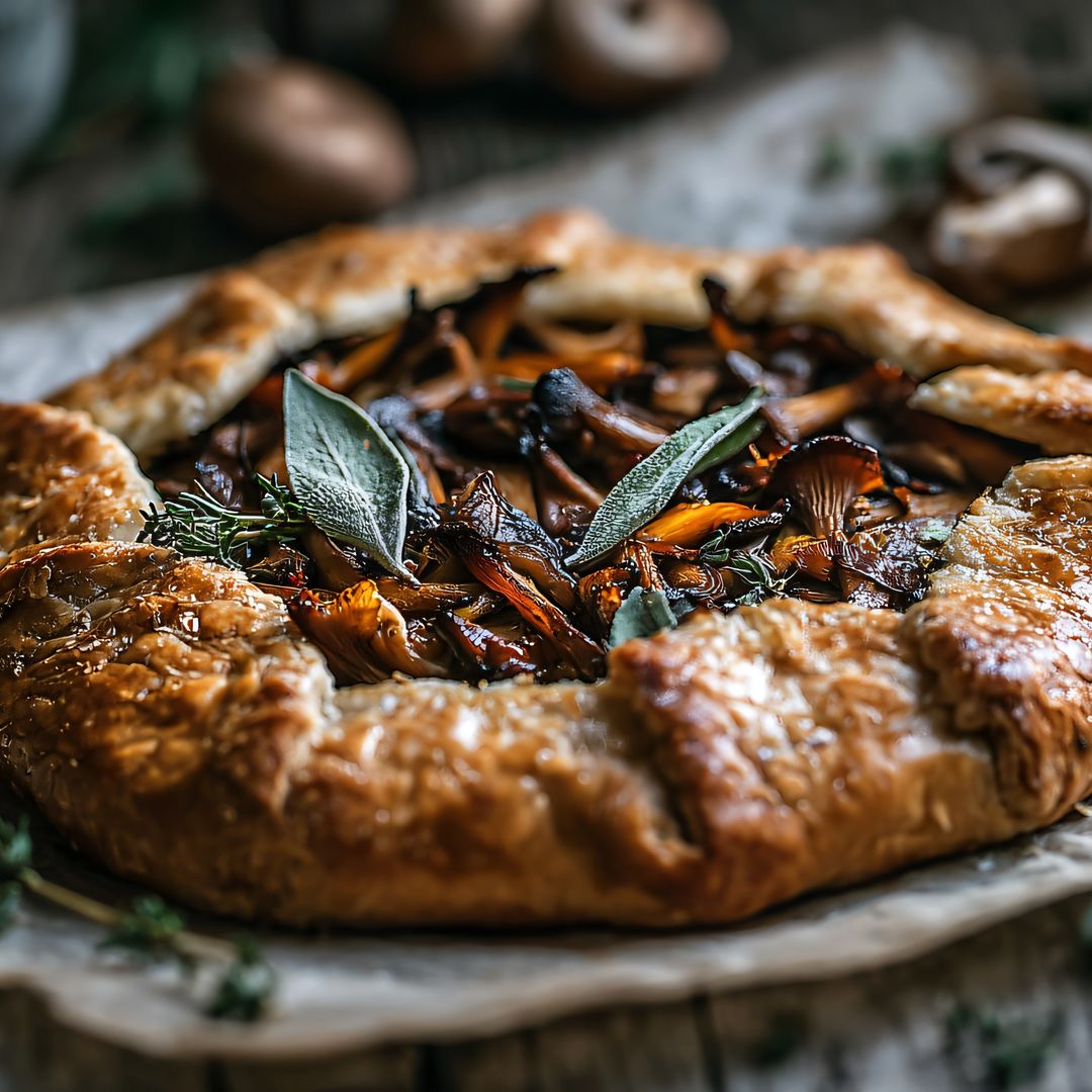 'Galette' de setas variadas y hierbas aromáticas