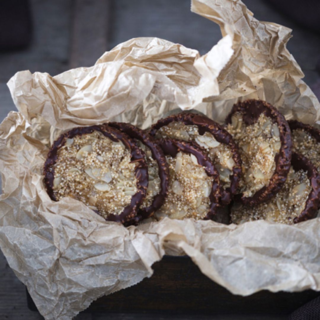 Florentinas de chocolate, amaranto y almendra