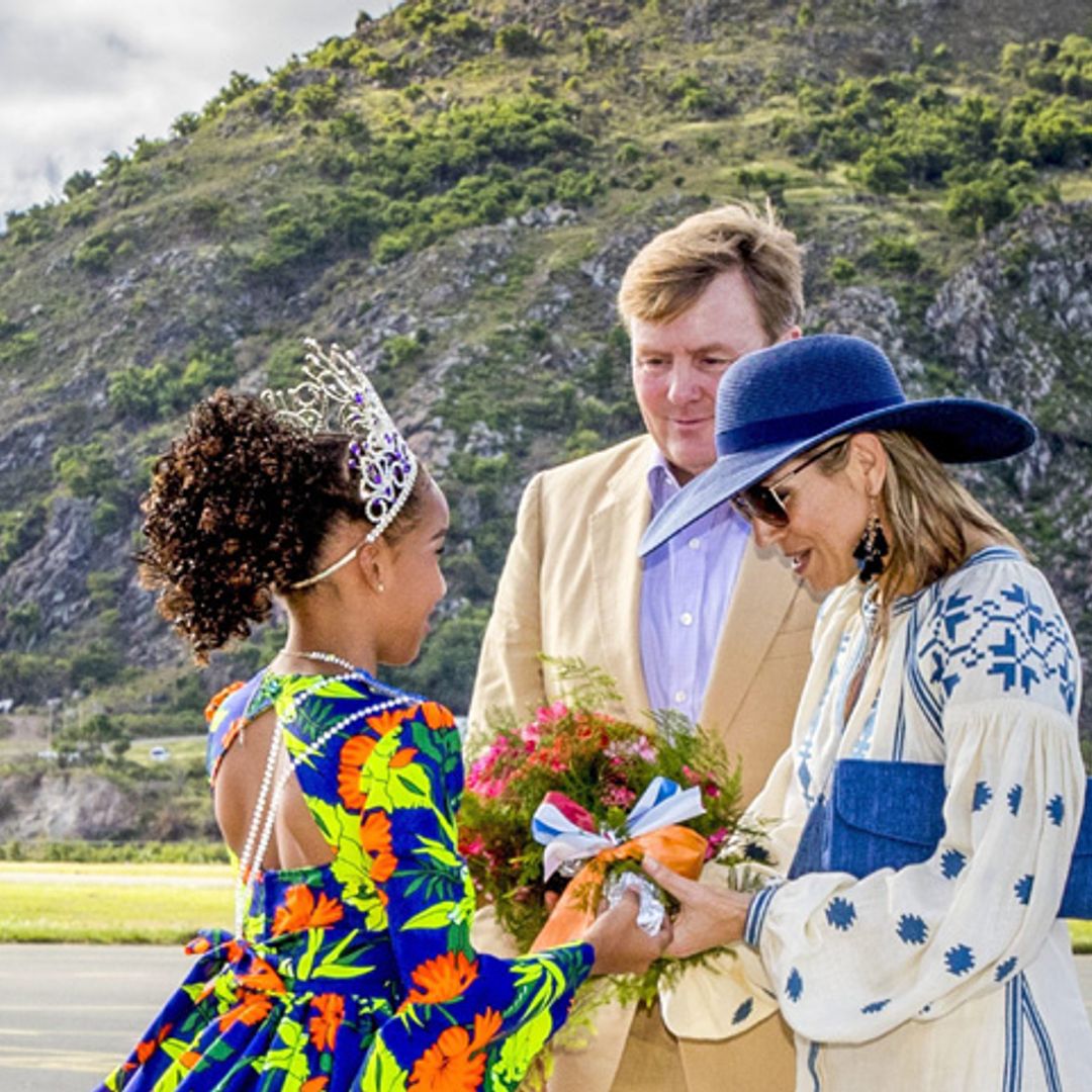 Los Reyes de Holanda visitan el Caribe Neerlandés tras el paso del huracán Irma