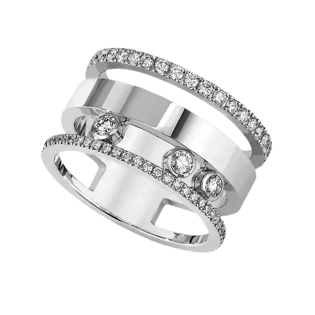 Anillo de oro blanco y diamantes (6.900 €), de Messika