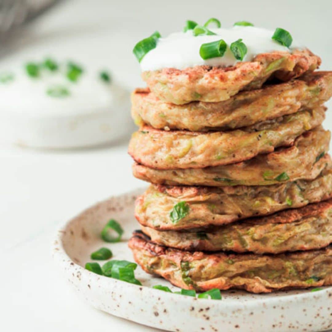 Tortitas de calabacín y espuma de parmesano