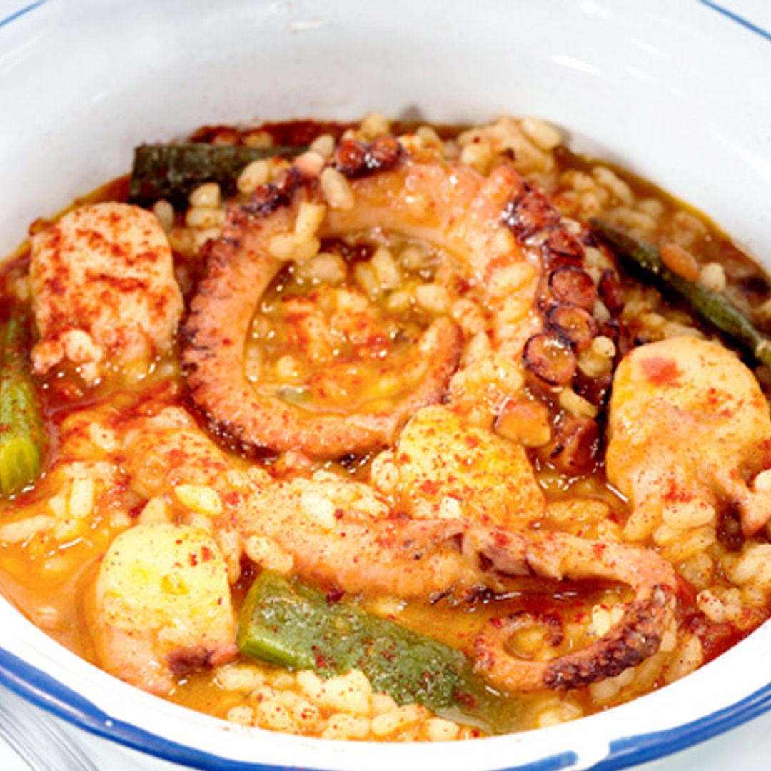 Arroz meloso de pulpo y judías verdes