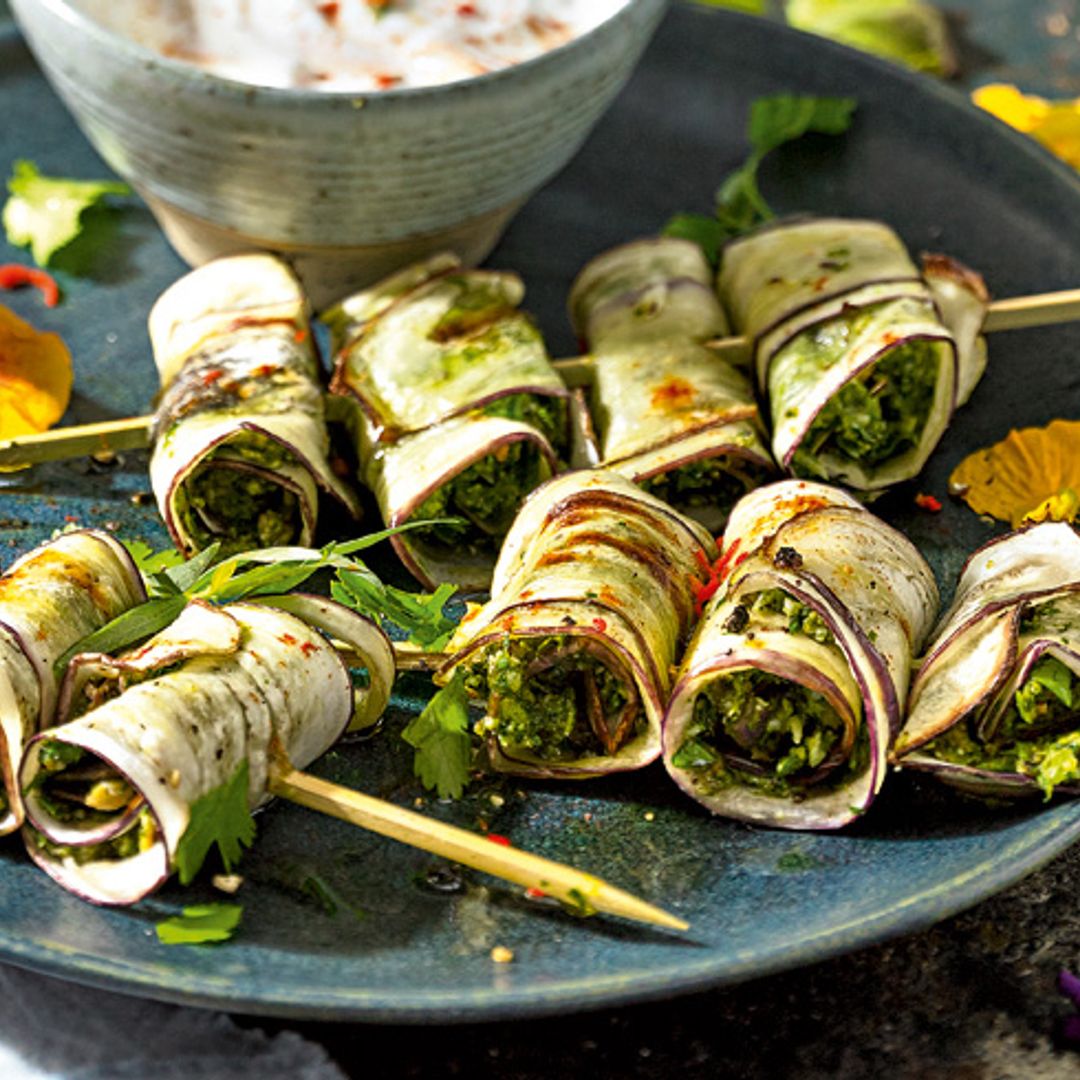 Pinchitos vegetarianos de berenjena