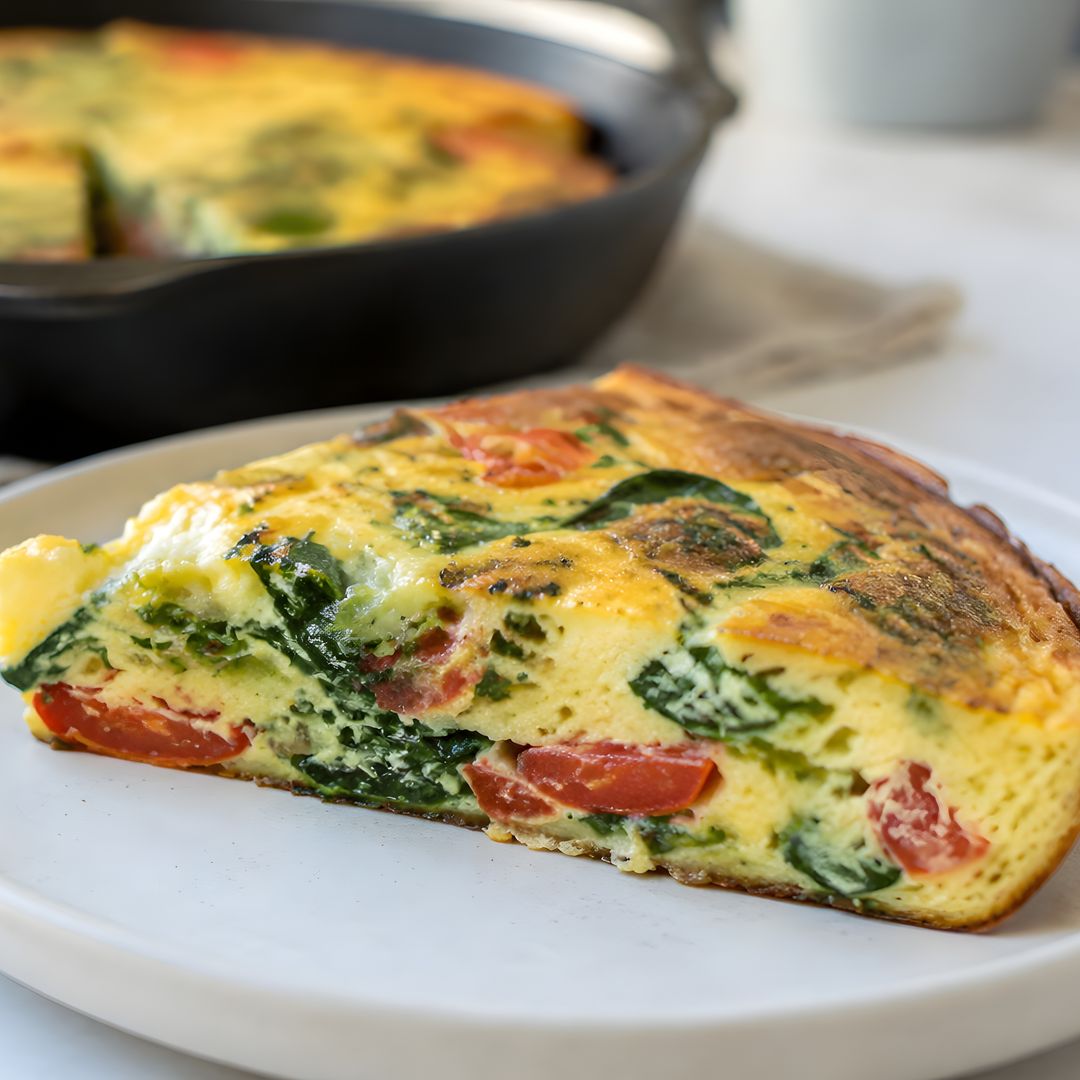 La frittata exprés de tomates, espinacas y feta que se prepara en menos de 30 minutos y es la cena perfecta