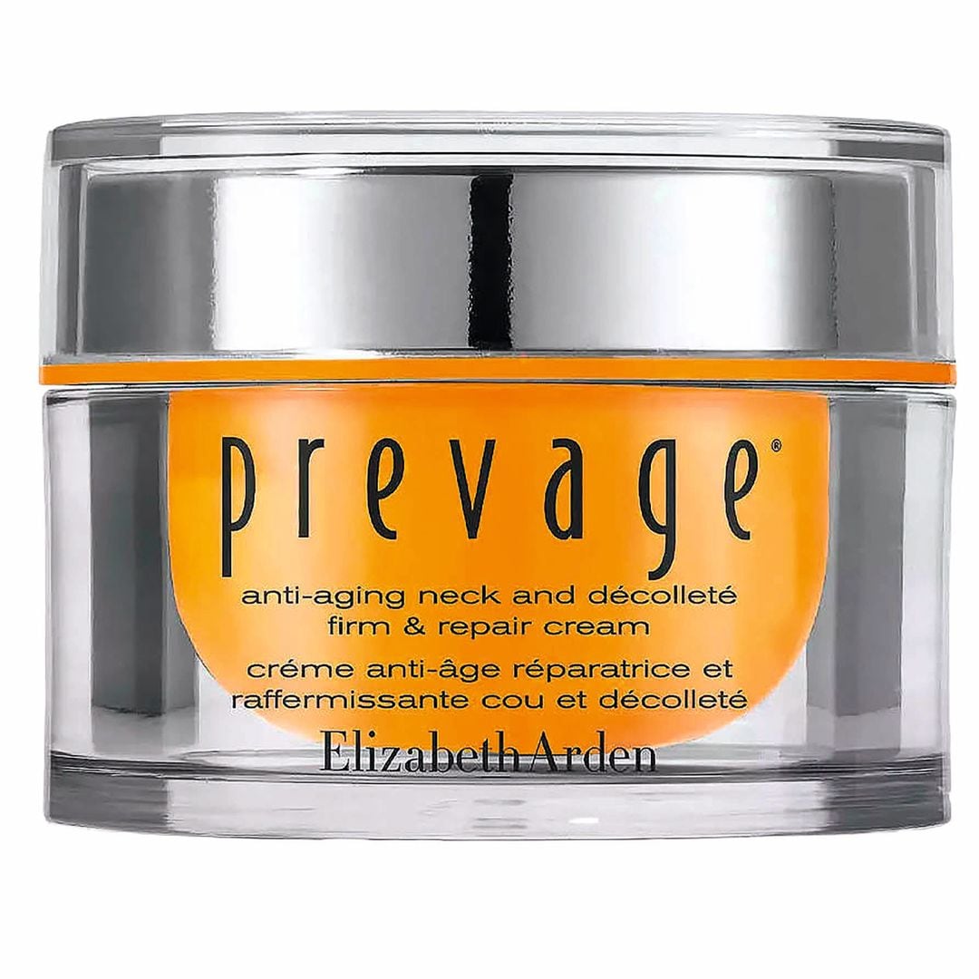 Crema antiedad: PREVAGE Crema antiedad reafirmante para cuello y escote (137 €), de Elizabeth Arden