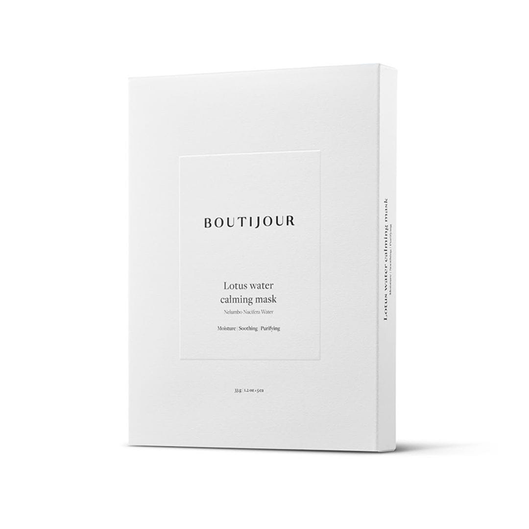 Lotus Water Calming Mask, de Boutijour (12 euros); una mascarilla de alta cosmética coreana ideal para viajar por su capacidad de aliviar las consecuencias del estrés medioambiental a base de agua de Loto ultrahidratante.