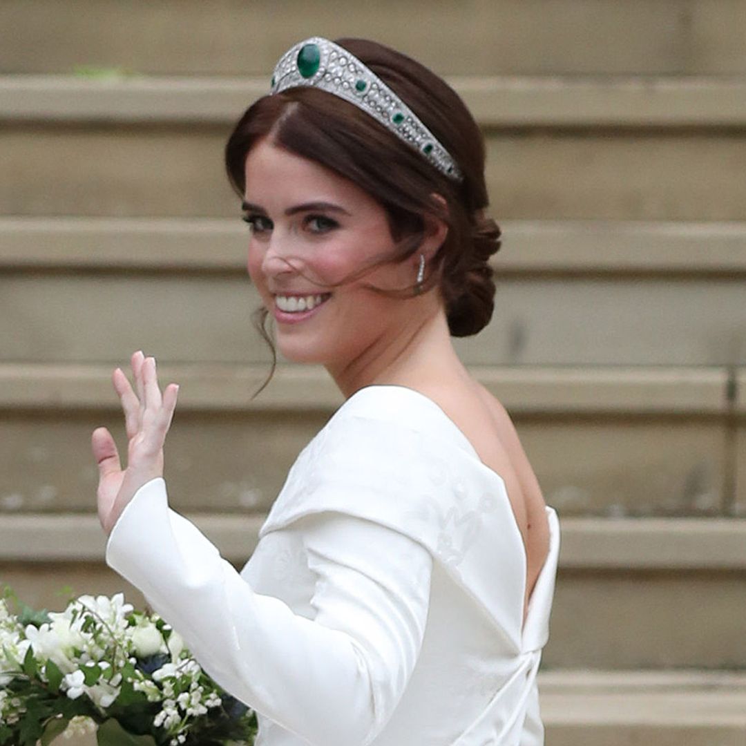 La princesa Eugenia, en la exposición de su vestido de novia