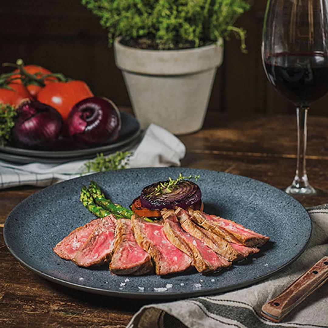 Entrecot de ternera a la plancha con verduritas al tomillo