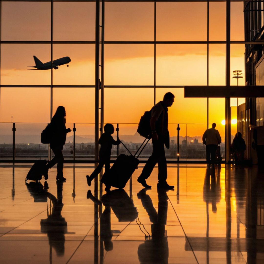 Pasajeros en un aeropuerto