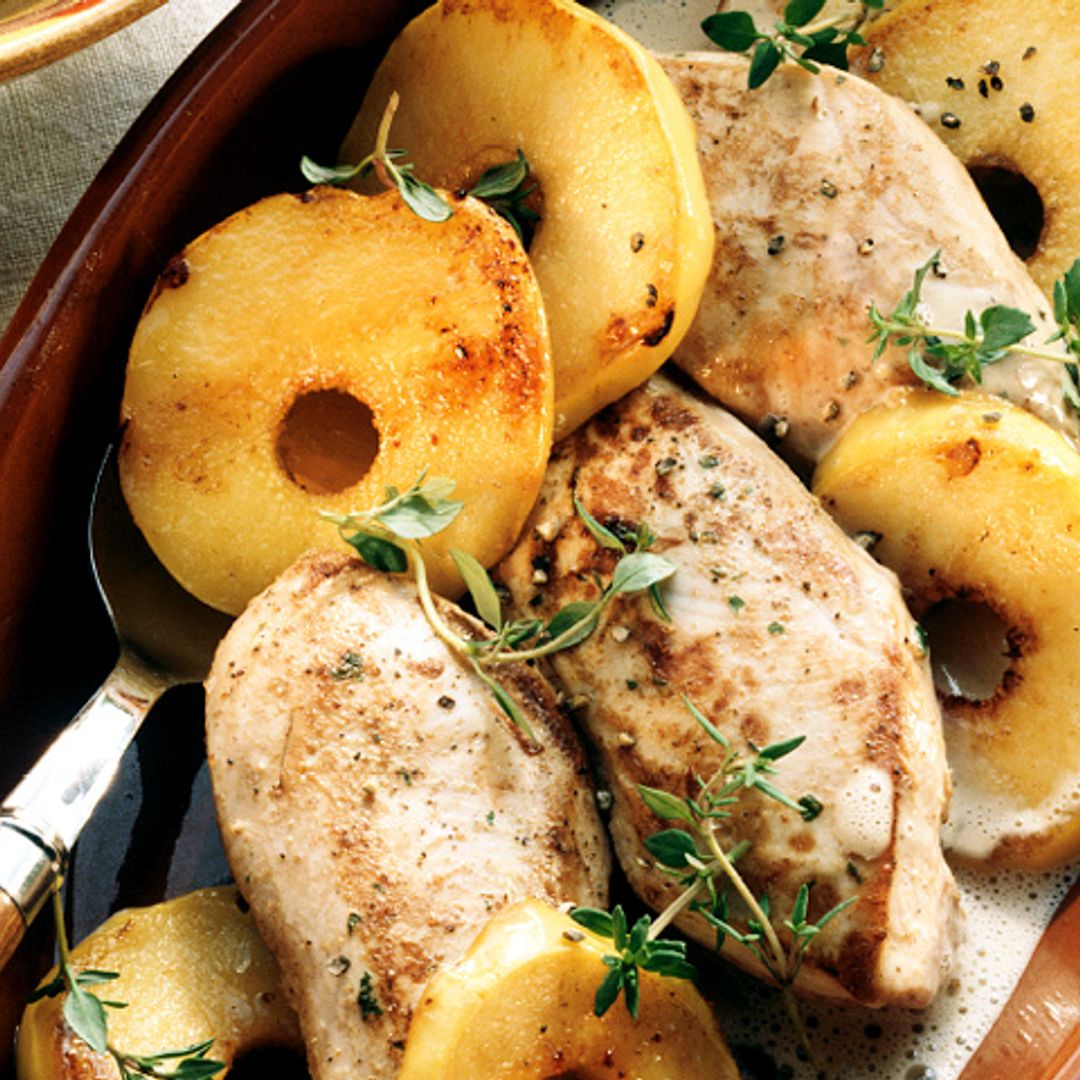 Asado de lomo de cerdo con membrillos