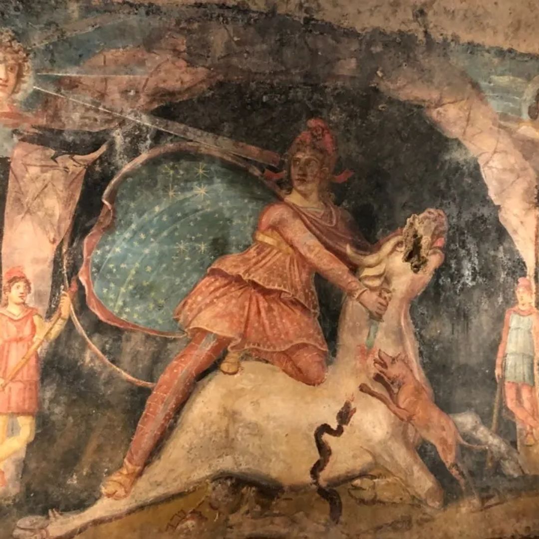 Fresco romano del santuario de Mitreo, Marino, Castelli Romani, Italia