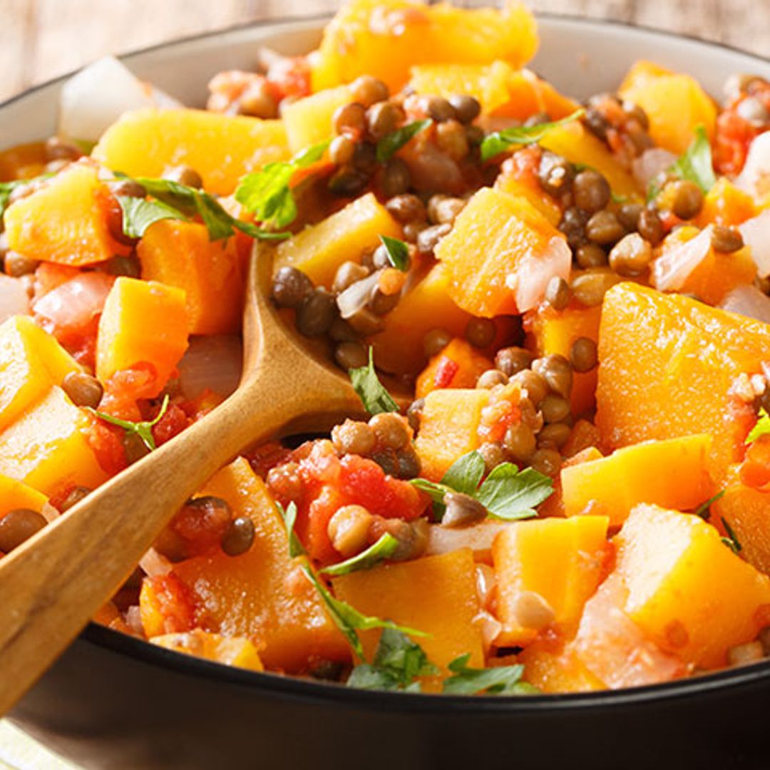 Estofado picante de verduras con lentejas