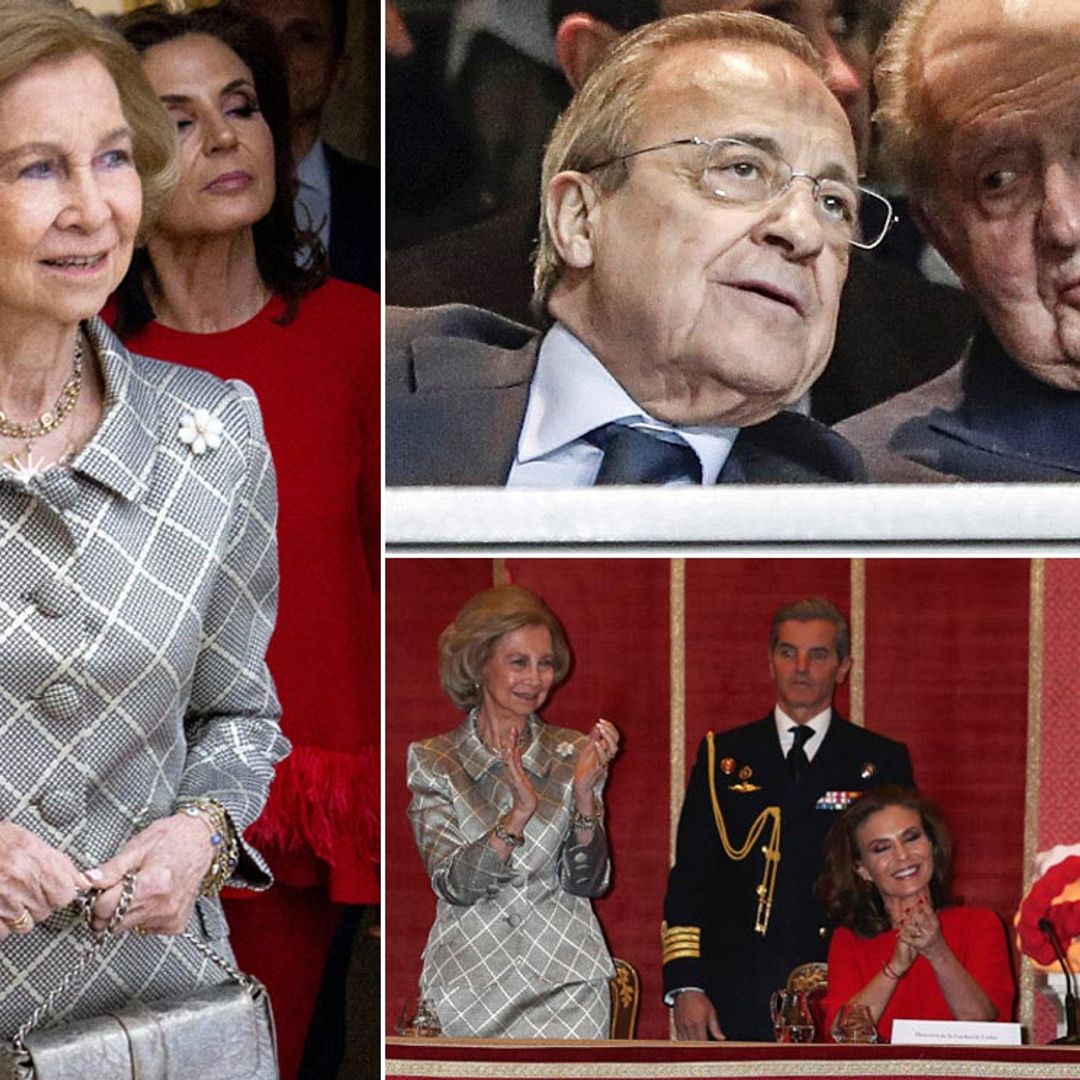 El rey Juan Carlos, en el fútbol con Florentino, y la reina Sofía, en unos premios muy concurridos de personalidades
