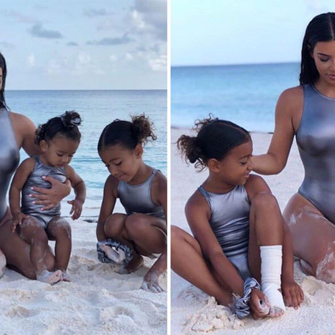¡Combinados con mamá! Kim Kardashian posa en traje de baño junto a sus 4 hijos