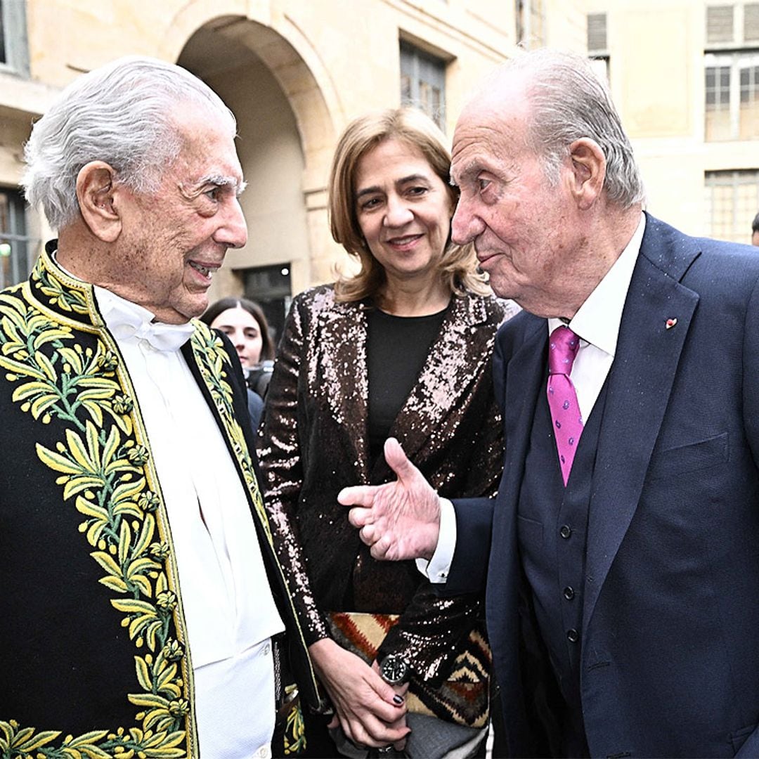 El rey Juan Carlos, acompañado de la infanta Cristina, arropa a Vargas Llosa en su ingreso en la Academia Francesa