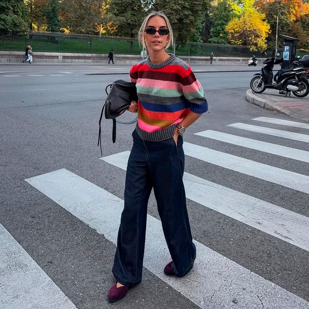 Look con bailarinas de terciopelo