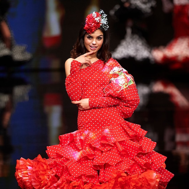 SEVILLE, SPAIN - FEBRUARY 08: A model walks the runway at the Antonio Gutierrez fashion show during the Day 2 of SIMOF 2019 on February 08, 2019 in Seville, Spain. (Photo by Aitor Alcalde Colomer/Getty Images)