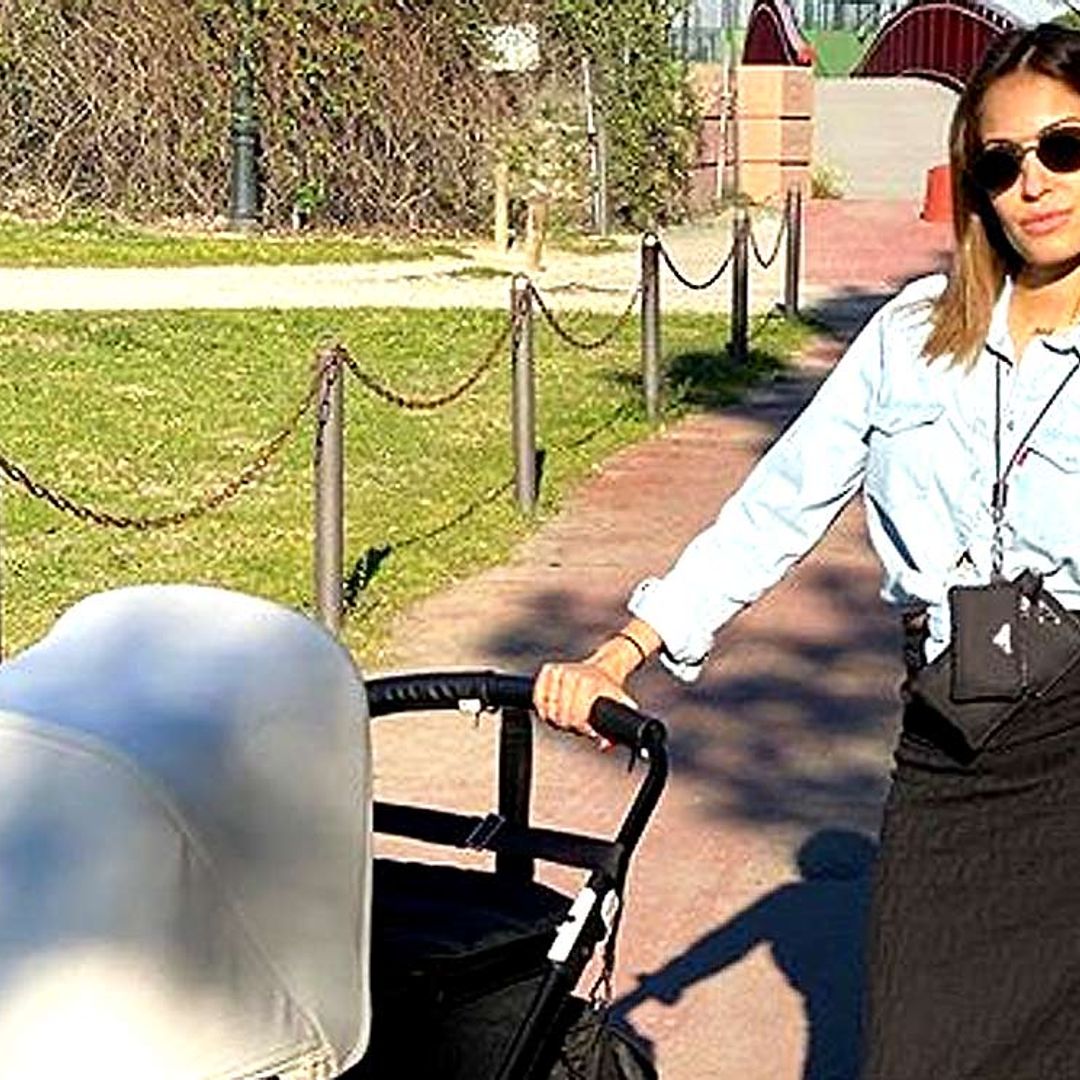 Hiba Abouk comparte su primer paseo al sol con Amín ¡el bebé más deportivo!