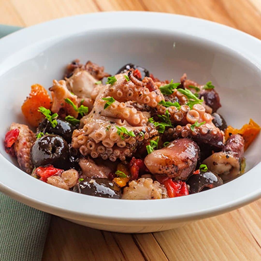 Ensalada de pulpo con vinagreta de mostaza