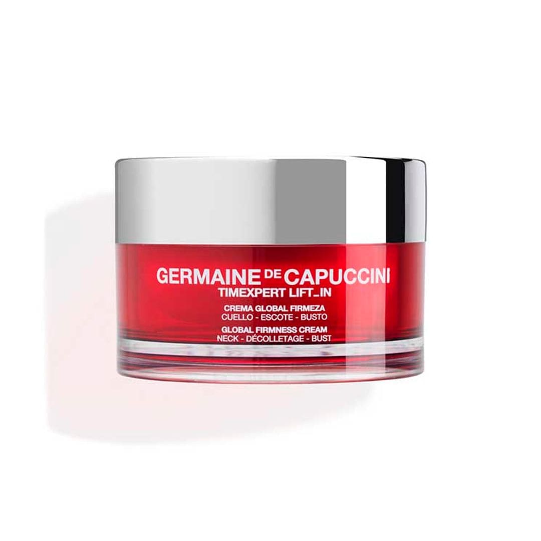 Crema Global Firmeza Cuello-Escote-Busto, de Germaine de Capuccini (90 euros); una fórmula con activos tecnocientíficos, redensificadora y reafirmante que suaviza la apariencia de las arrugas, proporciona un efecto lifting y redefine al aplicar con movimientos ascendentes desde el escote.