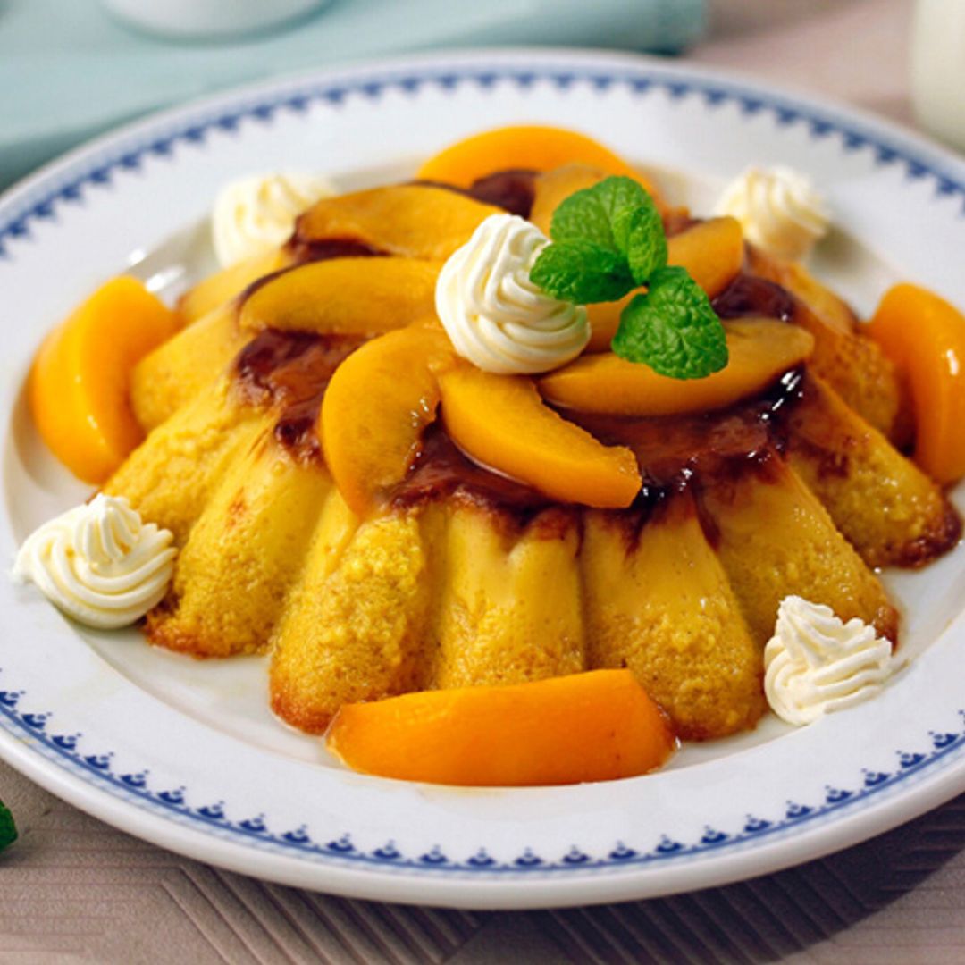 Flan de melocotón