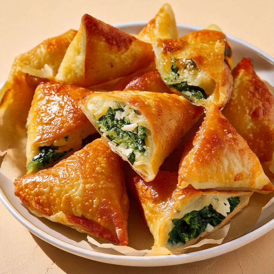 Empanadillas rellenas de espinacas y queso feta: crujientes por fuera y cremosas por dentro