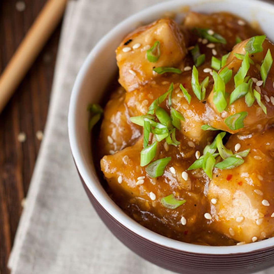 Pollo en salsa de naranja y jengibre