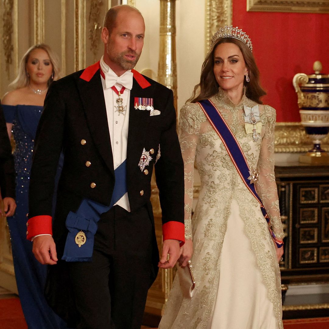Kate Middleton, sublime con un vestido de encaje floral y la tiara favorita de Diana de Gales en su banquete con los Trump