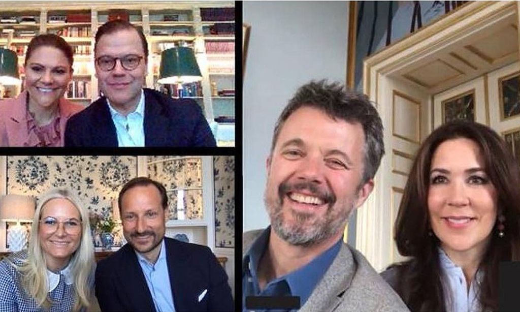 Desde el salón de casa y a través de videollamada: el encuentro informal de los royals nórdicos