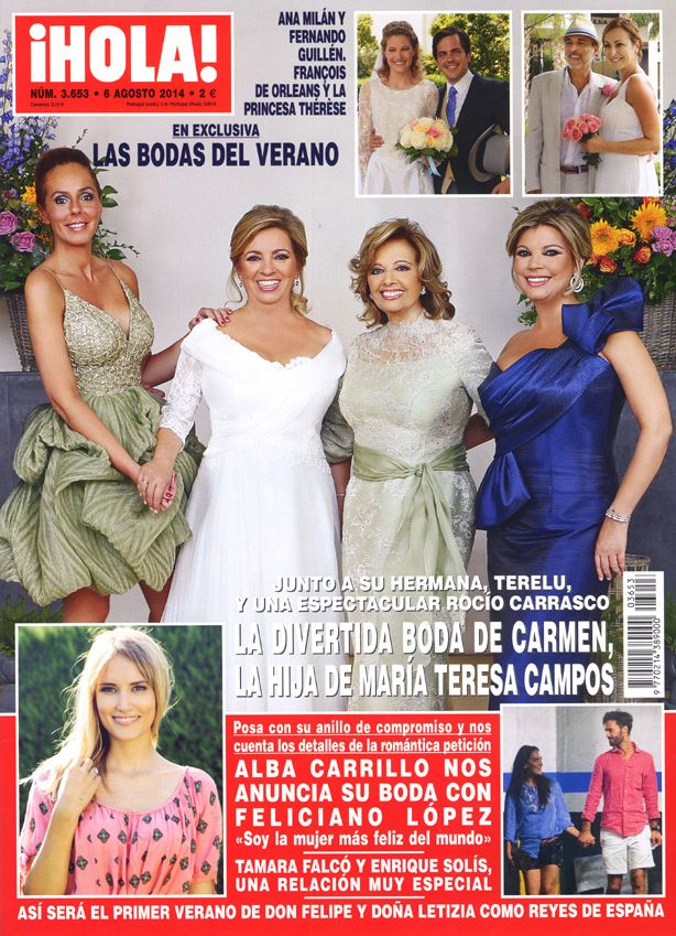 Exclusiva en ¡HOLA!: Las bodas del verano; Alba Carrillo nos anuncia su boda con Feliciano López; Tamara Falcó y Enrique Solís, una relación muy especial; y más...