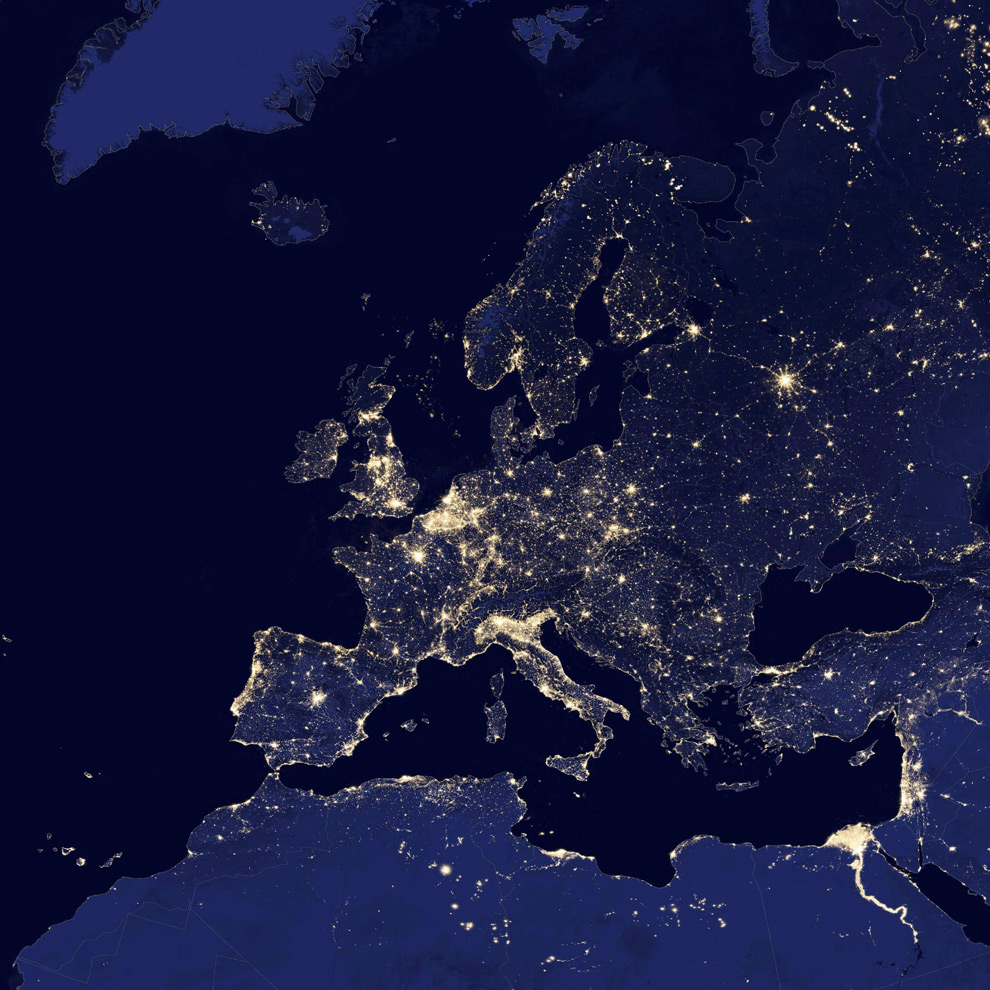 Espectacular imagen nocturna de Europa