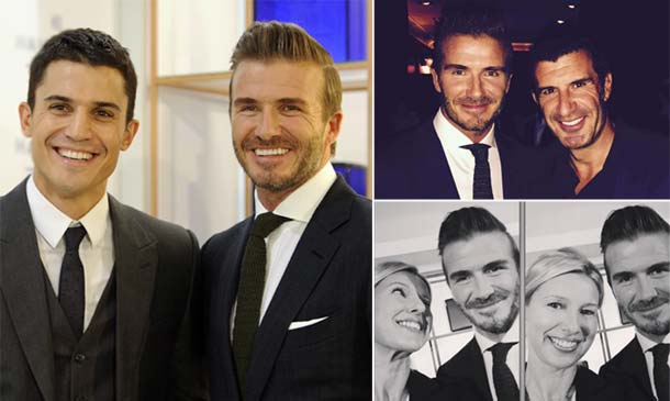 ¿Qué hace David Beckham de fiesta por Madrid con Álex González, Luis Figo y Anne Igartiburu?