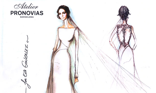 Adelantamos el boceto del espectacular vestido que ha lucido Eva González