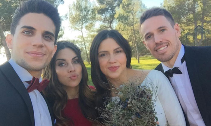 ¿Para cuándo la suya? Melissa Jiménez, con Marc Bartra en la boda de su hermana