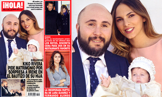 Exclusiva en ¡HOLA!, Kiko Rivera pide matrimonio por sorpresa a Irene en el bautizo de su hija