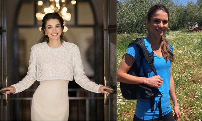 Rania de Jordania cambia el 'glamour' de palacio por la ropa de deporte