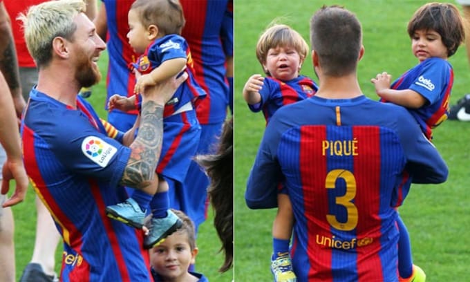 Besos, sonrisas y ¡llantos! Messi y Piqué se derriten con sus niños