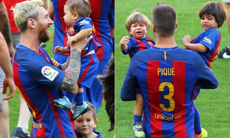 Besos, sonrisas y ¡llantos! Messi y Piqué se derriten con sus niños
