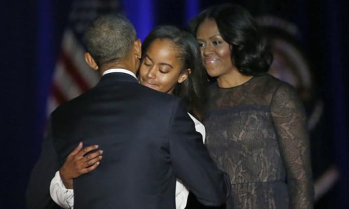 En el discurso de despedida de Barack Obama, ¿dónde estaba su hija Sasha?