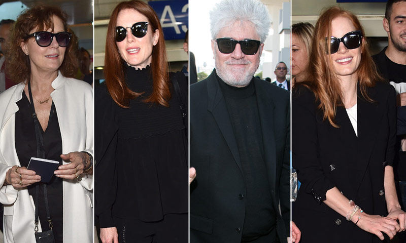 Pedro Almodóvar, junto a tres pelirrojas del cine, desembarca en Cannes al grito de ¡presidente!