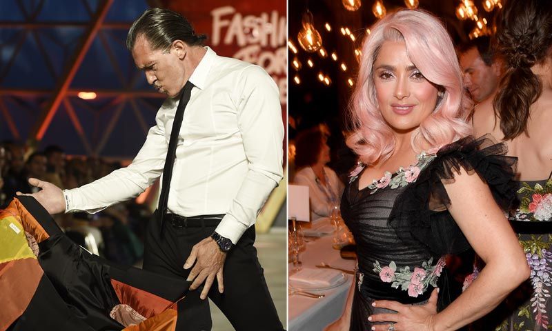 La faena taurina de Antonio Banderas y la melena de impacto de Salma Hayek son aplaudidas en Cannes