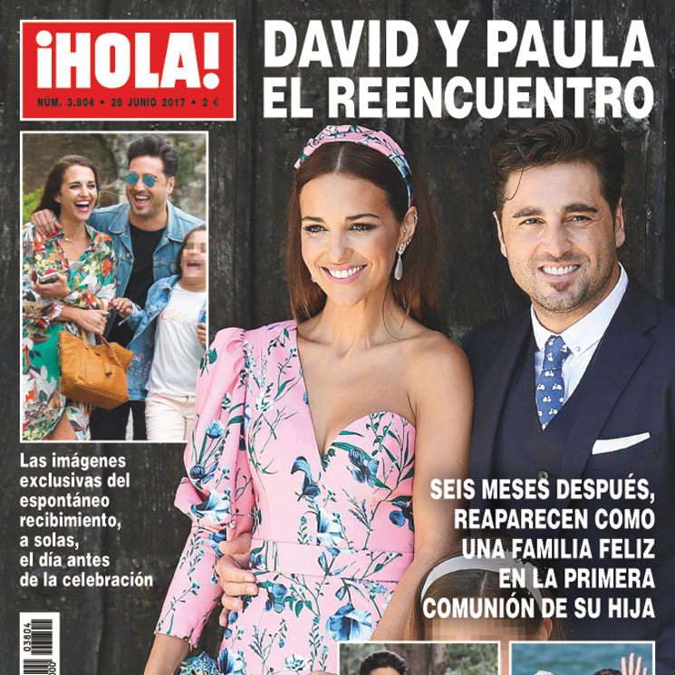 En ¡HOLA!, el reencuentro de David y Paula: imágenes exclusivas del espontáneo recibimiento, a solas, el día antes de la Primera Comunión de su hija