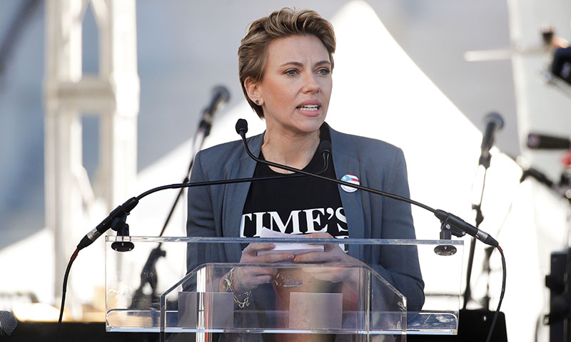 Scarlett Johansson en la Marcha por la Mujer