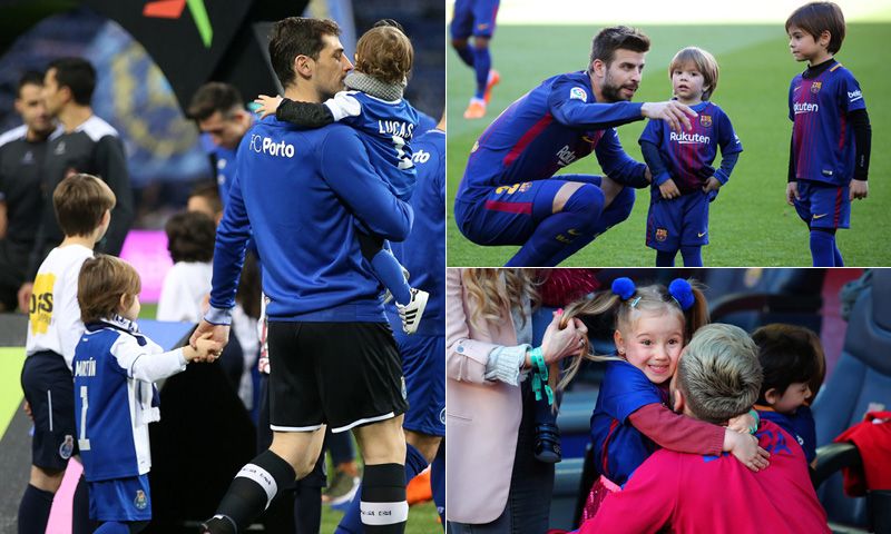 Casillas, Piqué, Rakitic... ¡saltan al campo con sus hijos!