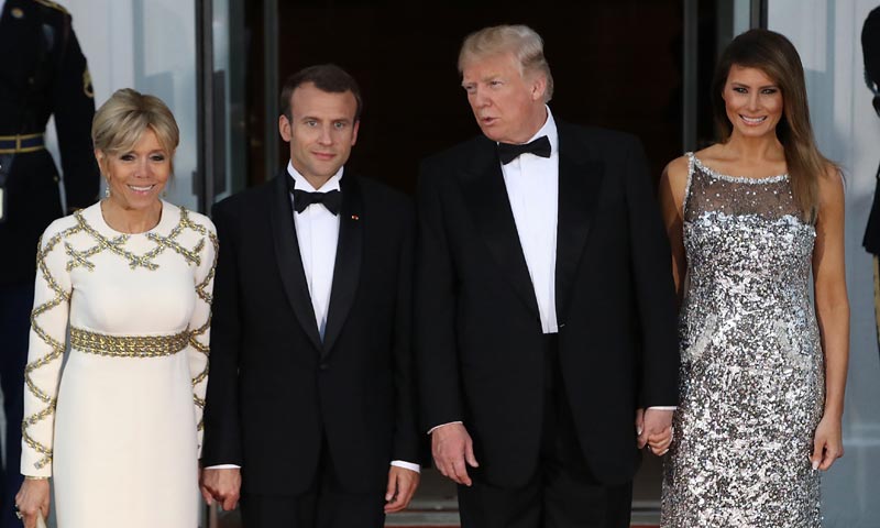 FOTOGALERÍA: Donald y Melania, anfitriones de Macron en la primera cena de Estado de la era Trump