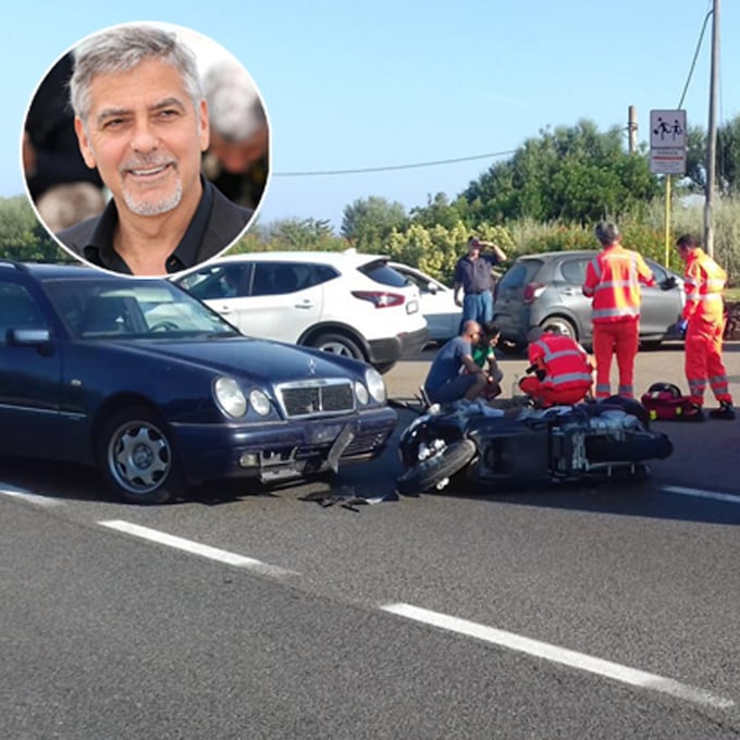 Las imágenes del accidente de moto que ha sufrido George Clooney en Cerdeña