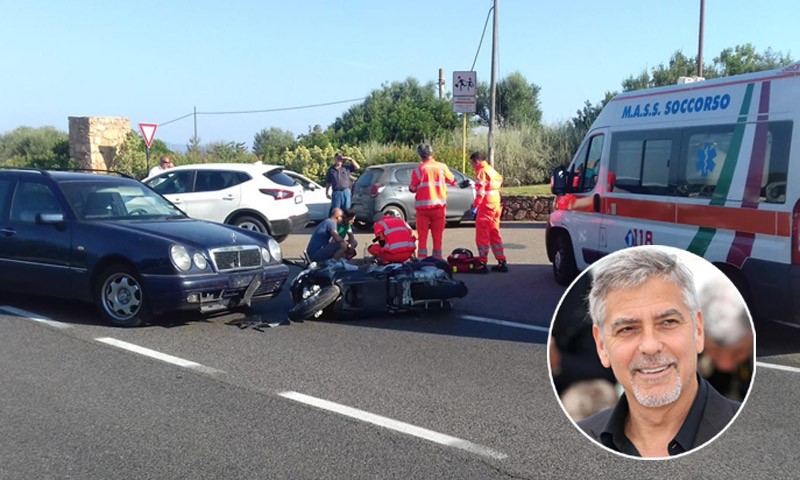 Las imágenes del accidente de moto que ha sufrido George Clooney en Cerdeña