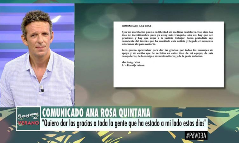 Joaquín Prat, el encargado de transmitir las primeras palabras de Ana Rosa que ha vivido 'días de incertidumbre'