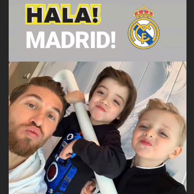 Sergio Ramos y sus hijos, Sergio y Marco, los mejores talismanes del Real Madrid